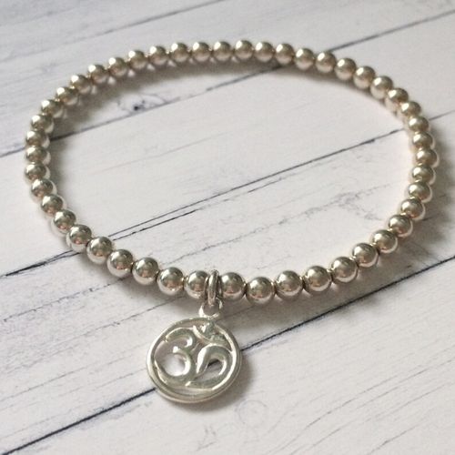 Small OM with Silver Beads Bracelet