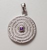 Sacred Circle Pendant 2cm in Silver Rhodium with Amethyst