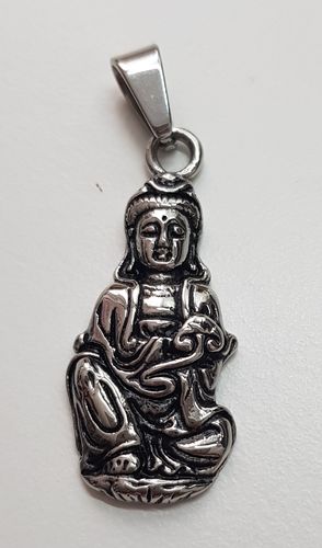 Buddha Kwan Yin Pendant - Silver