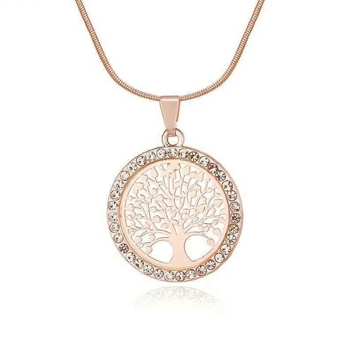 Tree of Life Pendant with Chain - Rose Gold